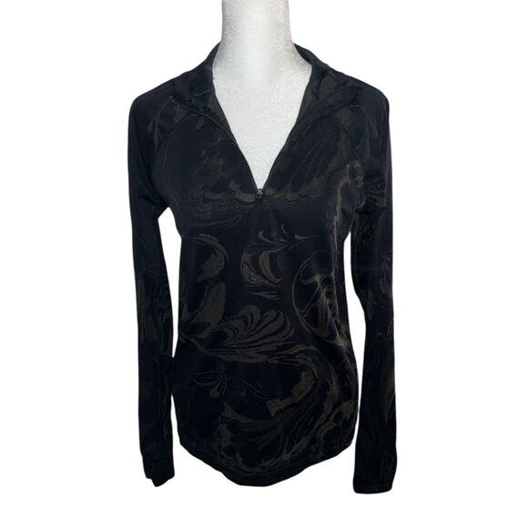 ATHLETA Momentum Half Zip Charcoal Camouflage Active Workout Running - Picture 1 of 5